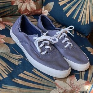 Keds Blue and White Casual Sneakers with Suede-Like Finish